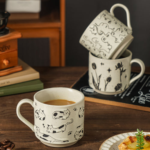 Illustrated Speckled Ceramic Mug