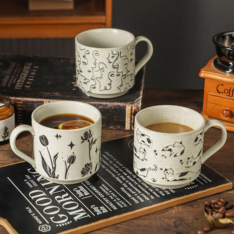 Illustrated Speckled Ceramic Mug