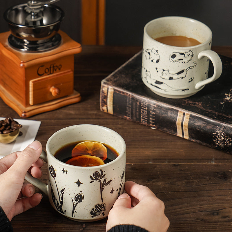 Illustrated Speckled Ceramic Mug