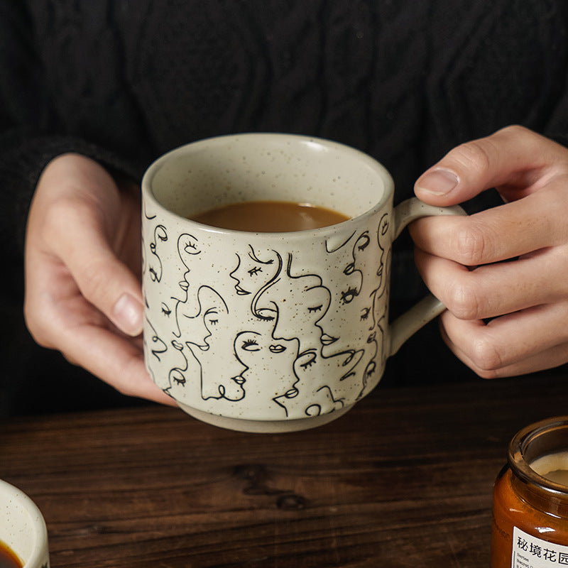 Illustrated Speckled Ceramic Mug