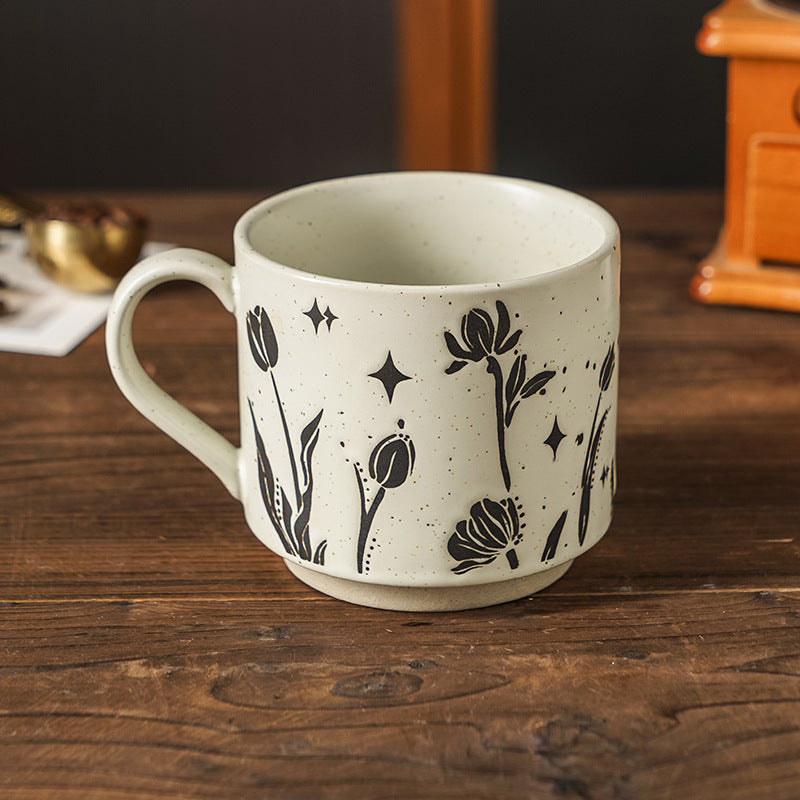 Illustrated Speckled Ceramic Mug